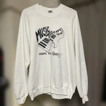 JERZEES XL 음악 치료 맨투맨 화이트
