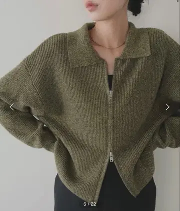 LIAN 더블 지퍼 폴로 니트 가디건