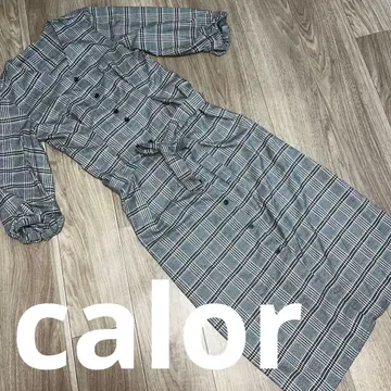 새상품급 color 체크 롱 원피스 F 허리 끈 있음