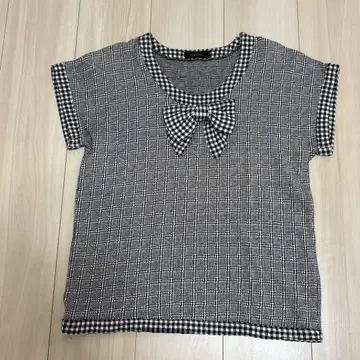 INCEBORG 핑크하우스 체크 무늬 리본 포함 티셔츠