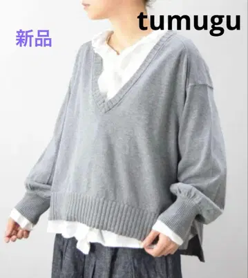 새상품 tumugu 츠무구 랜덤 리브 니트 풀오버