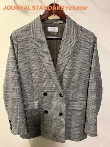 relume 더블 프론트 체크 자켓