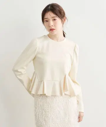COCODEAL 아지메 페플럼 블라우스 아이보리