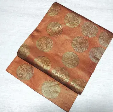 순수 실크 고급 금채 원형 문양 나고야 오비