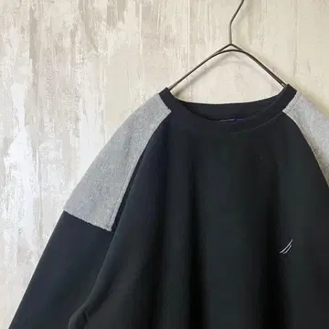 90s 구제 의류 노티카 플리스 맨투맨 자수 로고 오버 사이즈