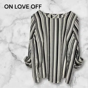 온라브오프 스트라이프 패턴 긴팔 블라우스 셔츠 보트넥 L 사이즈