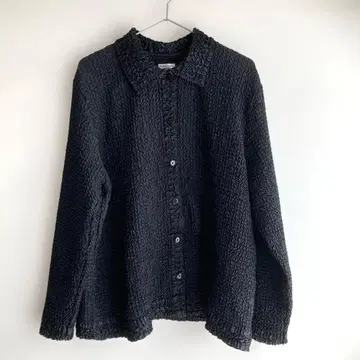 루즈한 사이즈 3L RAFAEL Woman 주름 가공 신축 셔츠 블랙