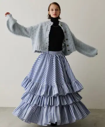 PERNA 페르나 스트라이프 캉캉 스커트 블루 aya