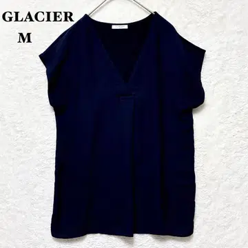 그라시아 프렌치 슬리브 블라우스 셔츠 M 네이비 오피스 캐주얼