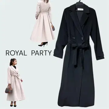 새상품급 ROYAL PARTY 블랙 백턱 롱 코트