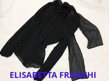 엘리자베타 프랑키 이탈리아제 미사용 실크 블라우스 스카프 포함 블랙