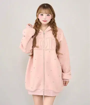 다리치 DD 로고 비쥬 지퍼 후드티 PNK 핑크