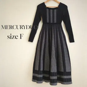 MERCURYDUO 2WAY 블로킹 자카드 플레어 니트 원피스