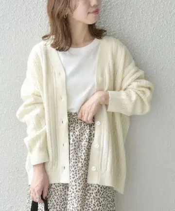 SHIPS any 헤링본 니트 V넥 가디건