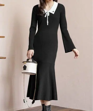 에포데이지 긴팔 머메이드 원피스