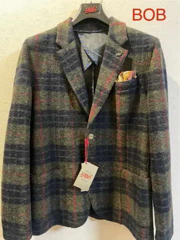 BOB 체크 무늬 테일러드 자켓 사이즈 52 미사용 새상품