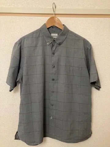 steven alan 그레이 체크 무늬 반팔 셔츠