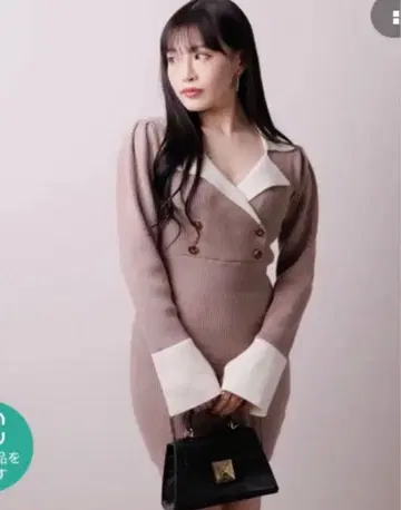 립서비스 바이컬러 클래시컬 니트 원피스