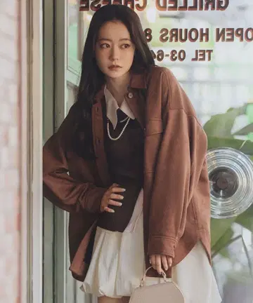 COCODEAL 셔츠 라이크 스웨이드 블루종