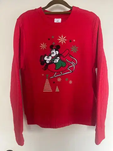 트레이닝복 맨투맨 빨간색 디즈니 미키 미니 크리스마스 레트로