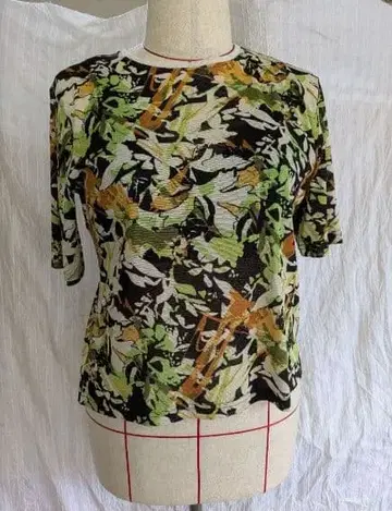 반팔 리브 카모플라쥬 셔츠