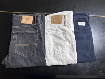 슬림핏 팬츠 3종 세트 (그레이, 화이트, 네이비)