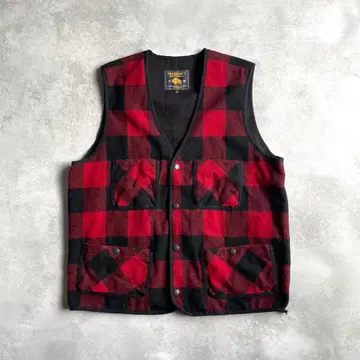 페로우즈 버팔로 체크 핸딩 베스트 울 XL 일본제