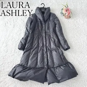 LAURA ASHLEY 롱 다운 코트 A 라인 숄카라 블랙