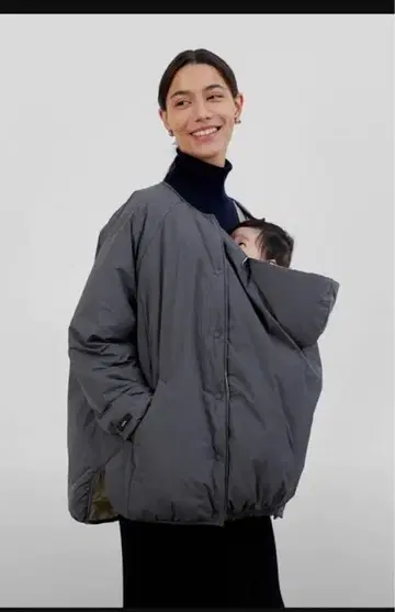 코니 리버서블 다운 자켓 차콜 그레이/화이트