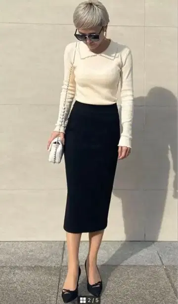 JENNE 어른 고급 롱 스트레이트 타이트 스커트 블랙 L 완판템