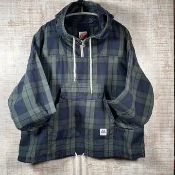 SLANG 체크 무늬 풀오버 마운틴 파카