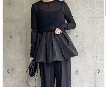 메쉬 니트 크루넥 상의 블랙 긴팔 FREE 새상품