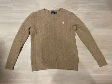 POLO 베이지 케이블 니트 스웨터 긴팔