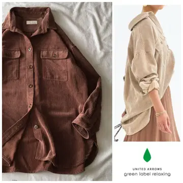 유나이티드 애로우즈 [세탁 가능] 두꺼운 코듀로이 루즈 셔츠 블라우스