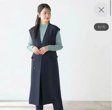 파우더리 스트레치 네이비 베스트 원피스 셋업 착용 가능