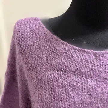 에이코 콘도 모헤어 니트 퍼플 짧은 기장