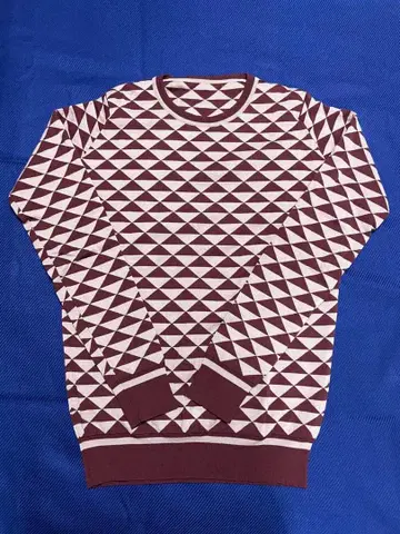 기하학 패턴 긴팔 니트 스웨터