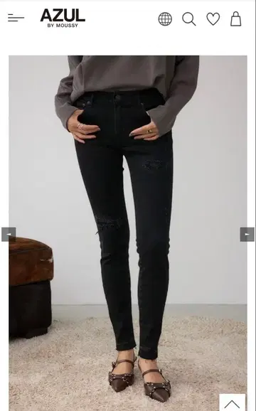 AZUL by MOUSSY DENIM 리페어 스키니 데님 XS