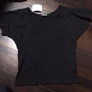 ANAP 라메 믹스 오버 사이즈 T셔츠 블랙