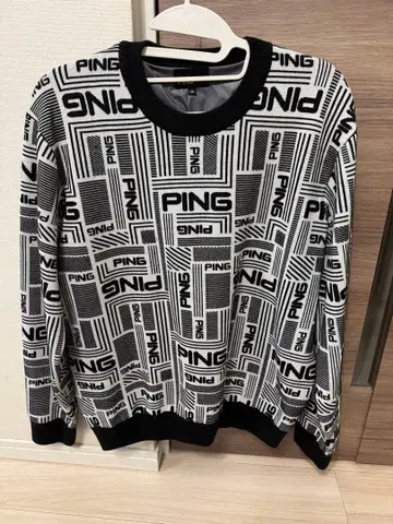 PING 크루넥 스웨터 LL 블랙/화이트