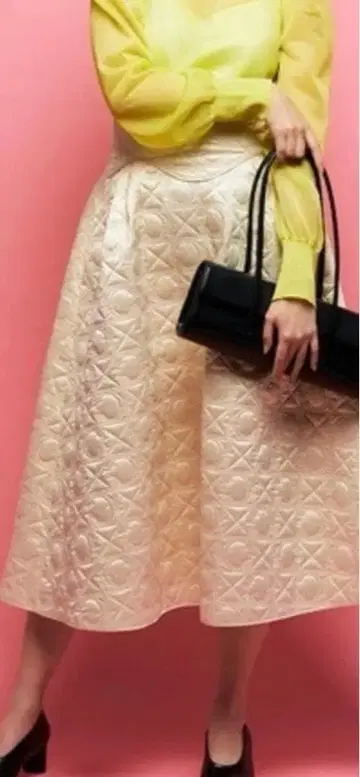 셀포드 퀼팅 스커트 아이보리