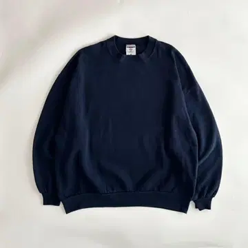 짧은 기장 2XL 90s JERZEES USA 제조 무지 맨투맨 네이비