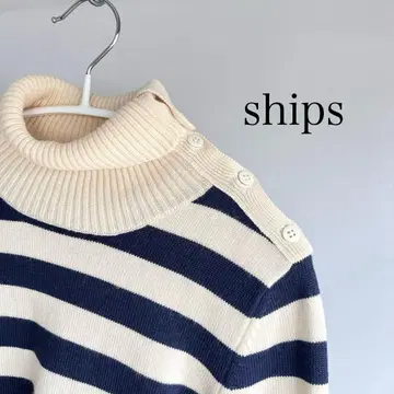 ships 보더 터틀넥 스웨터 네이비