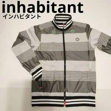 인하비탄트 inhabitant 스트라이프 체크 저지 S M 블랙