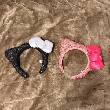 [ 2개 세트 ] USJ 머리띠 키티 블랙 핑크