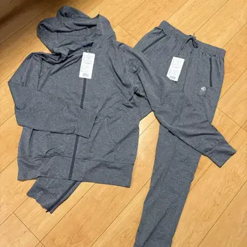 그레이 풀 집업 후드티와 팬츠 세트