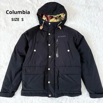 컬럼비아 키네틱스 다운 자켓 카모 패턴 로고 자수 방한 블랙