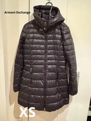 후드 부착 블랙 롱 다운 자켓