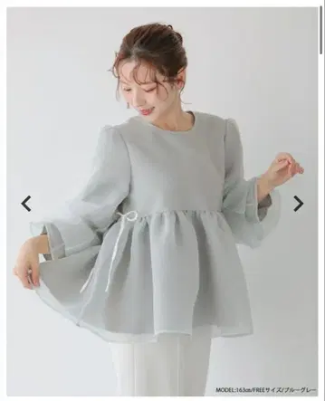 크링클 시어 오간자 볼륨 슬리브 상의 2025aw