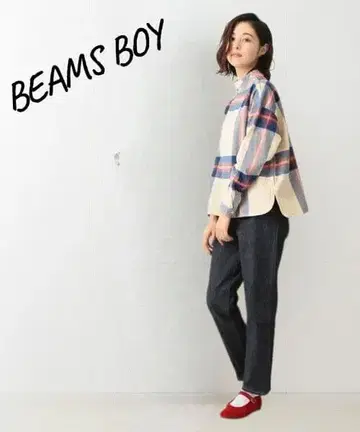 빔즈 보이 빅 타탄 체크 바스크 셔츠 풀오버